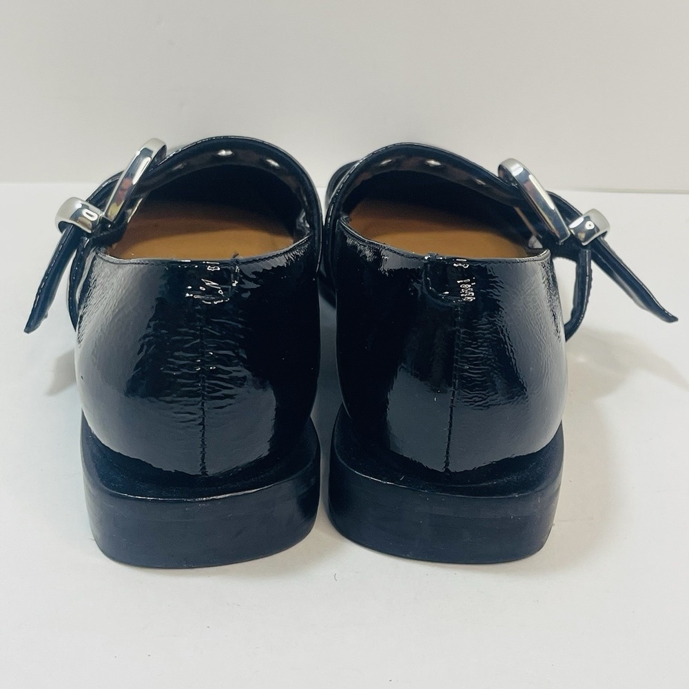 Maeve Pointed-Toe Moto Mary Jane Flats Black Patent Leather – Size 40  US 9-9.5 - Picture 4 of 9